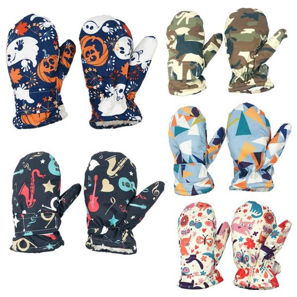 

children's mittens 1 pair 3-8y baby kids winter waterproof warm gloves windproof full finger skiing for children boys&girls outdoor, White