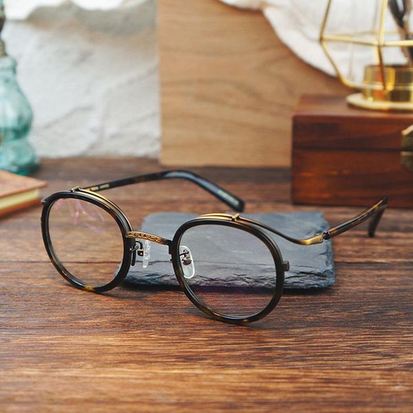 

fashion sunglasses frames vintage acetate round glasses frame men luxury myopia prescription optical eyeglasses women retro pochromic eyewea, Black