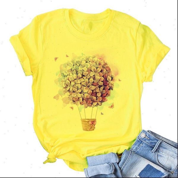 

yellow womens t shirts shirt women summer short sleeve floral flower fashion lady ladies graphic female tee, White
