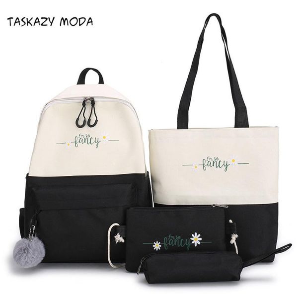 

backpack 4 pcs/set female fashion school bags for teenage girls antitheft travel lapwomen college student schoolbag