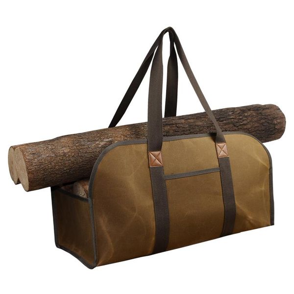 

storage bags waxed canvas bag firewood with handle portable fire wood basket log carrying carrier tool well-suited