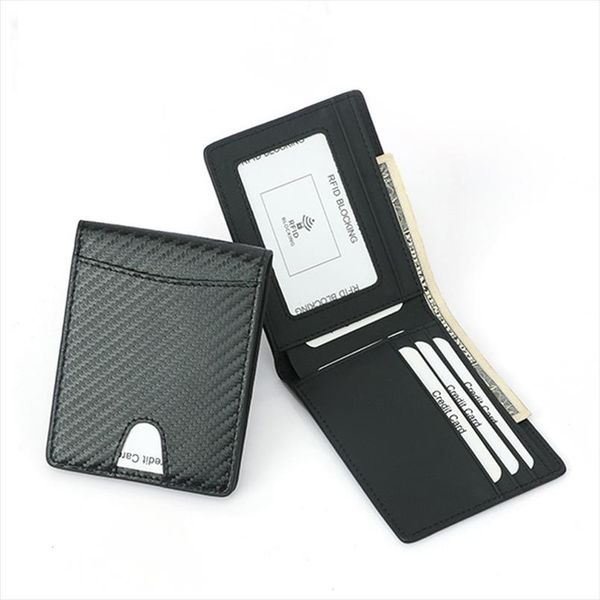 

rfid blocking man carbon fiber thin wallets microfiber slim black bank credit card holder for male simple short purse, Red;black