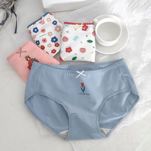 

women's pure cotton inner range breathable sweet middle waist lace solid color girl student triangle underwear, Black;pink