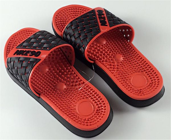 

slippers men summer massage comfortable flat slides lightweight non-slip home health shoes flip-flops, Black