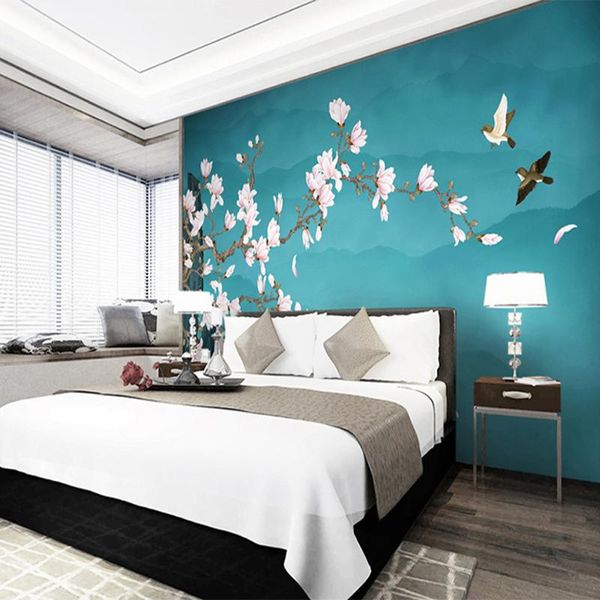 

wallpapers mural wallpaper 3d chinese style hand painted magnolia flower and bird home decoration