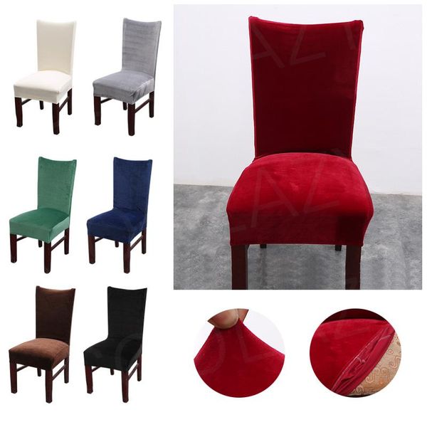 

chair covers thick plush spandex solid color dining stretch flannel seat cover for banquet wedding basen ogrodowy