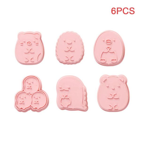 

6pcs pp cake decoration cooking pastry baking tool diy cute kids cartoon animal fondant home 3d mini cookie cutter set moulds