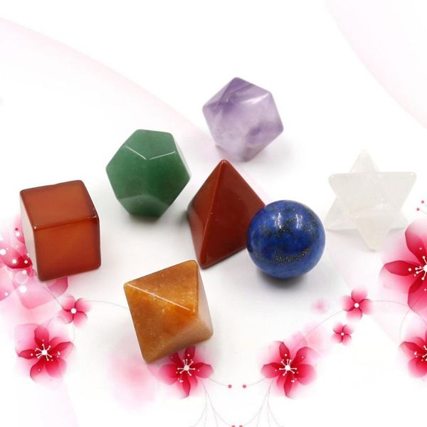 

decorative objects & figurines 7 chakra healing crystal platonic solids sacred geometry set with merkaba star carved stone for medit