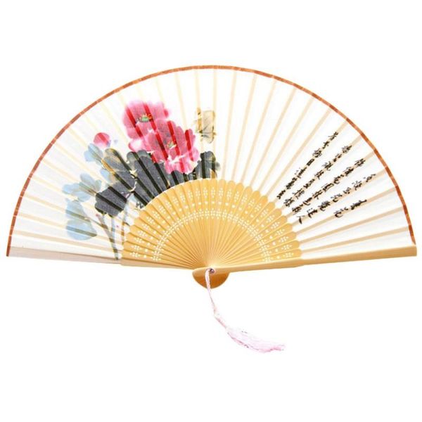 

other home decor retro foldable silk fan chinese style decorative bamboo handle hand four season painting