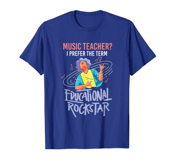 

music teacher i prefer the term educational rockstar t-shirt, White;black