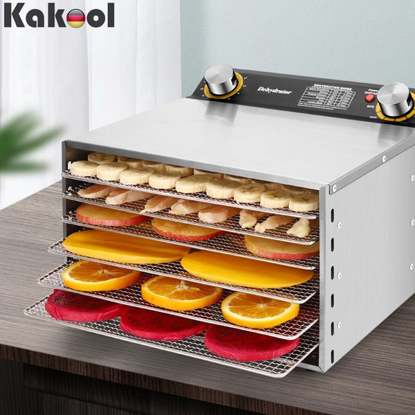 

6 trays food dryer dehydrator stainless steel meat beef jerky fruit vegetable dried pet snacks drying machine