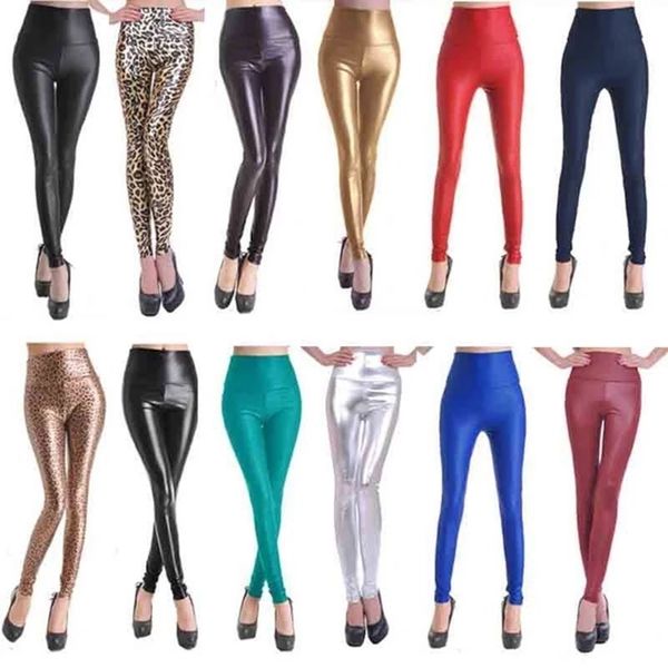 

2020 new women faux leather stretch legging high waist leggings juniors pants 4 size 21 colors, Black;white