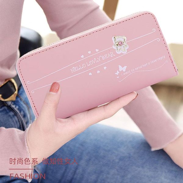 

wallets women pu leather female long hasp purses woman phone pocket cion card holder ladies large capacity clutch carteras, Red;black
