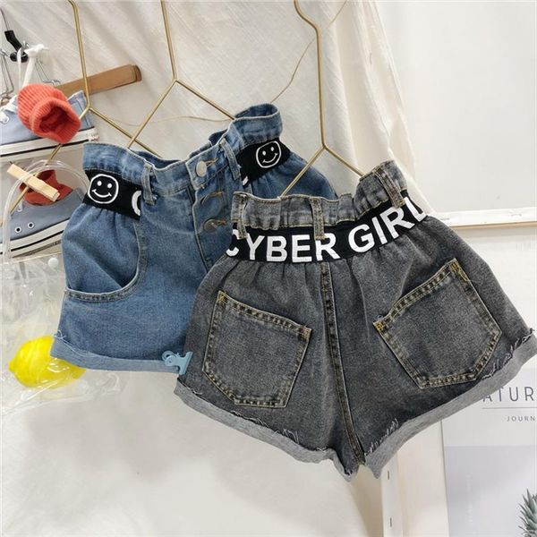 

girl summer jeans smile baby kids children denim shorts two colors, Black