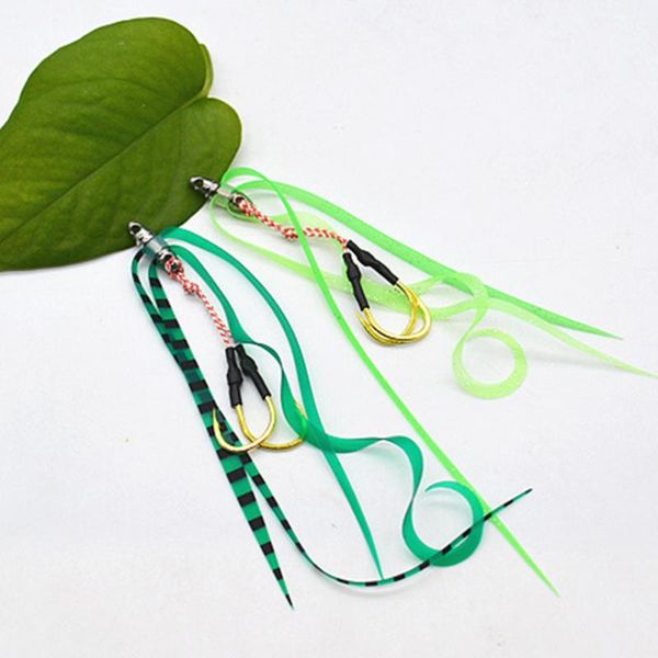

10pcs silicone lure fishing hooks with ribbon tackles for enthusiast
