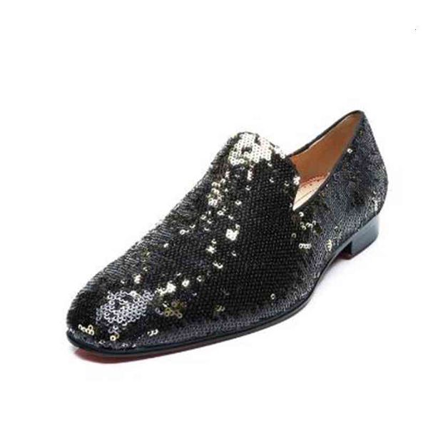 

glitter black leather sequins loafers men moccasins smoking slip-on wedding party dress shoes flats casual man