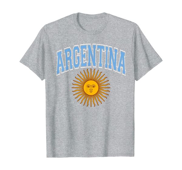 

Argentina Varsity Style Sun of May Light Blue Text T-Shirt, Mainly pictures