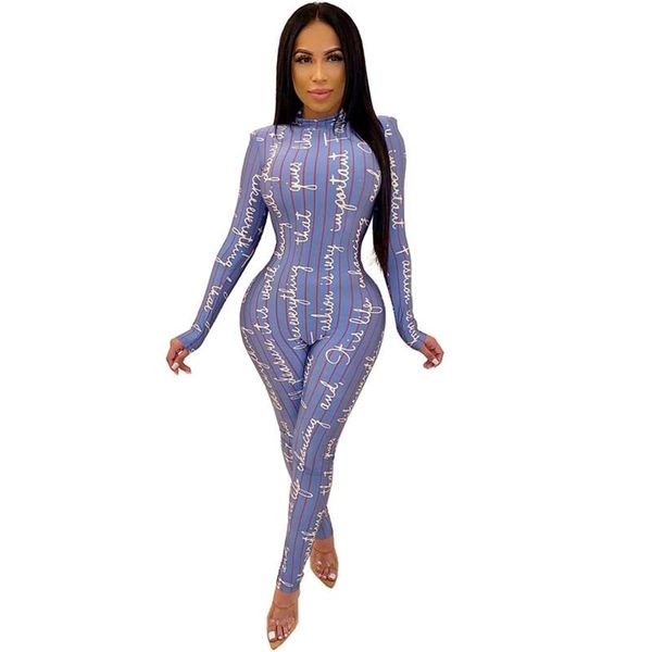 

women's jumpsuits & rompers women fashion letter print romper long sleeve full length overalls for party club body femme, Black;white