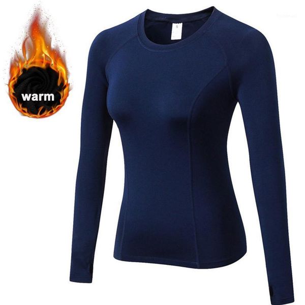 

yoga outfit warm shirts female sports gym clothing fitness jerseys rashguard women training thermal underwear fleece lined tights