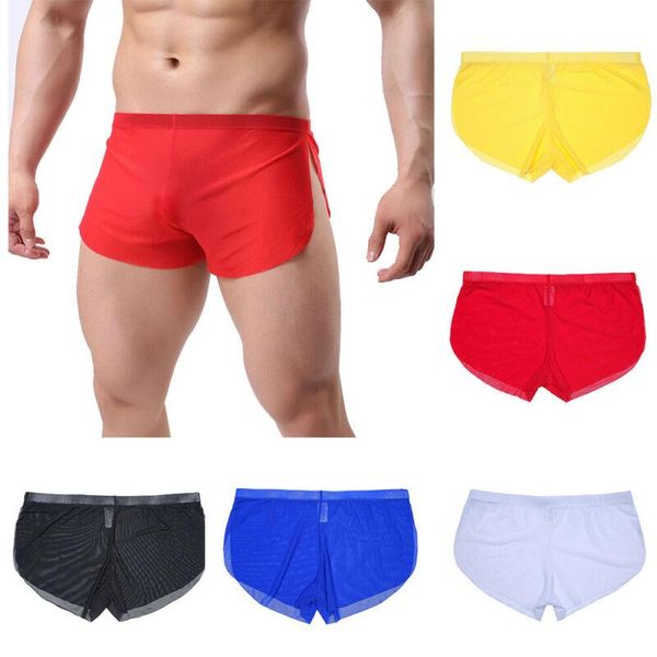 

underpants mens plain elastic boxer breathable briefs underwear pants shorts trunks summer, Black;white