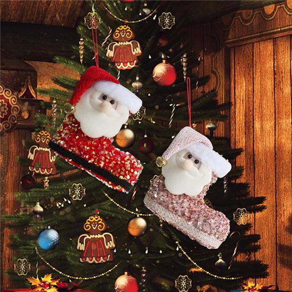 

christmas decorations 1pc santa candy boots sequins socks shoes gift stocking pen container pendants for home xmas tree