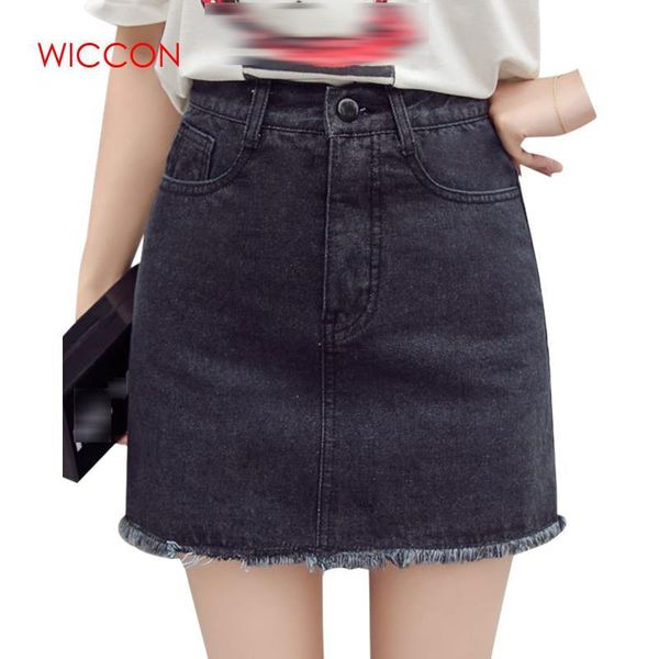 

skirts summer denim skirt tassel 2021 fashion high waist female short jeans, Black