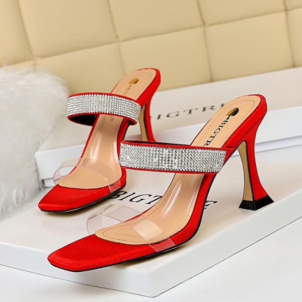 

anance summer slippers mature simple women shoes personality high heel women's thick sequins ladies sandals, Black