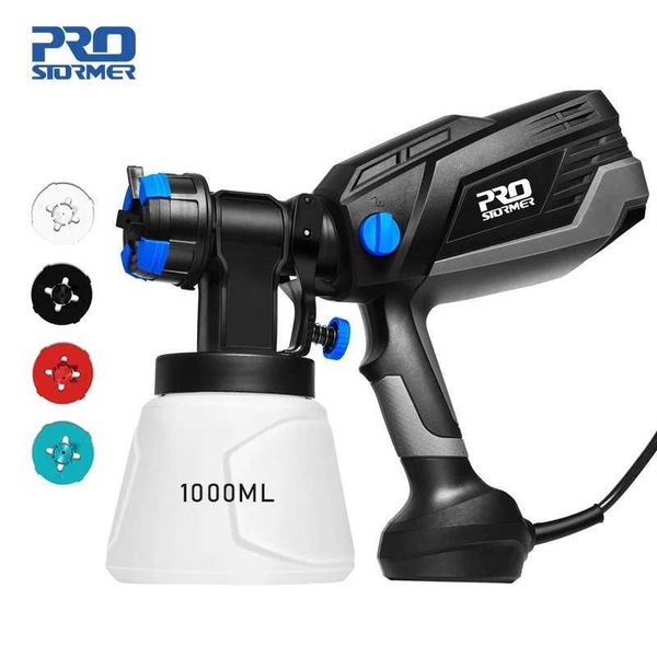 600W HVLP Pistola de Pulverização Elétrica Pulverizador de pintura elétrica 1000ml 4 bocais Fácil pulverização de alta potência Pneumatics Airbrush Prostemer 210719