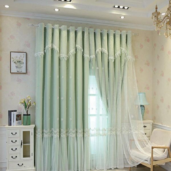 

curtain pastoral simple fabric gauze one double multicolor shading bedroom living room balcony 1 piece & drapes