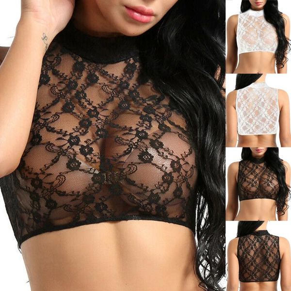 

bras women's bra sheer mesh bralette underwear see-through sleeveless crop sensual lingerie woman lace t shirt, Red;black