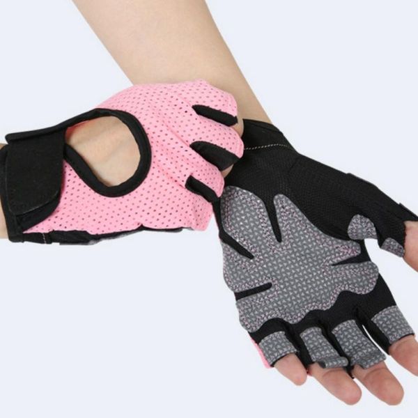 

cycling gloves half finger anti slip fitness gym weightlifting sweat absorption hand wrist protection, Black