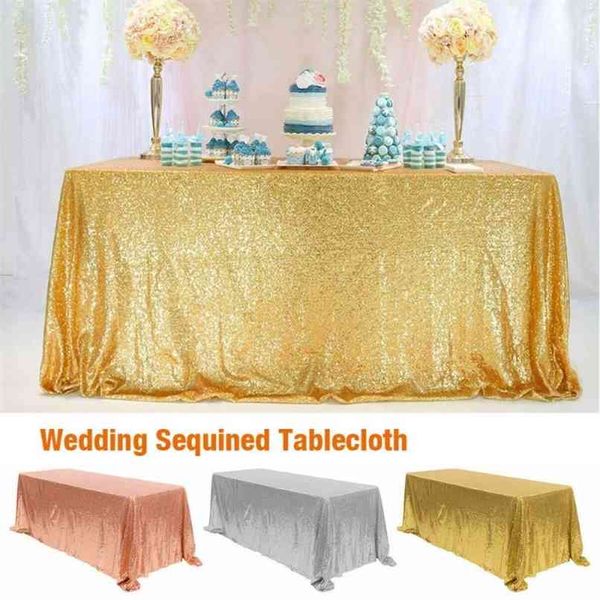 Cobertura de mesa retangular Glitter lantejoula pano rosa ouro / prata / de tecido dourado El casamento festa casa decoração pano 210626