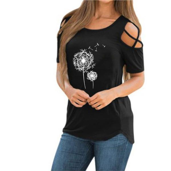 

women's t-shirt hollow strapless women t shirts pullover 3d printing o neck 2021 summer casual short sleeve tshirt ladies tee, White