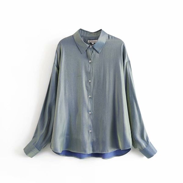 

solid women long sleeves oversize shirt autumn leisure lady turn-down collar blouse loose s6326 210430, White