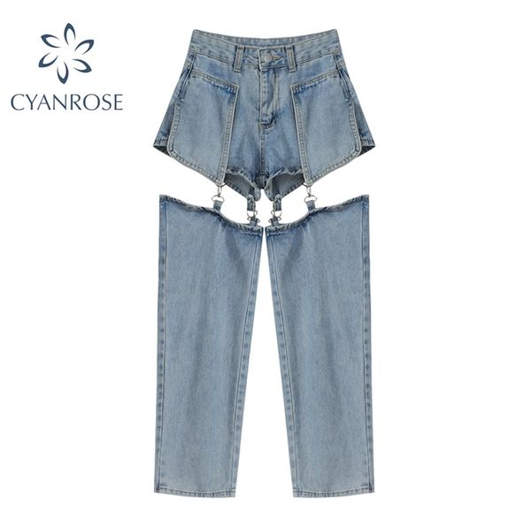 

streetwear jeans woman high waist vintage fashion patchwork denim pants female summer harajuku loose wide leg trousers 211118, Blue