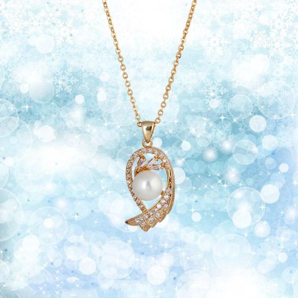 

necklace fashion zircons hollow out micro-inclosed pearl jewelry elegant pendant gift(golden) necklaces, Silver