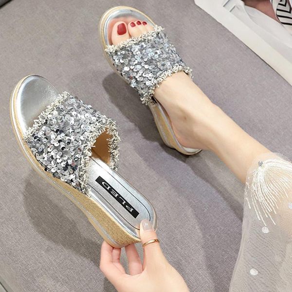 

slippers women slipper ladies pu leather wedges shoes female fashion casual sandals comfortable platform woman outside shoes#20, Black