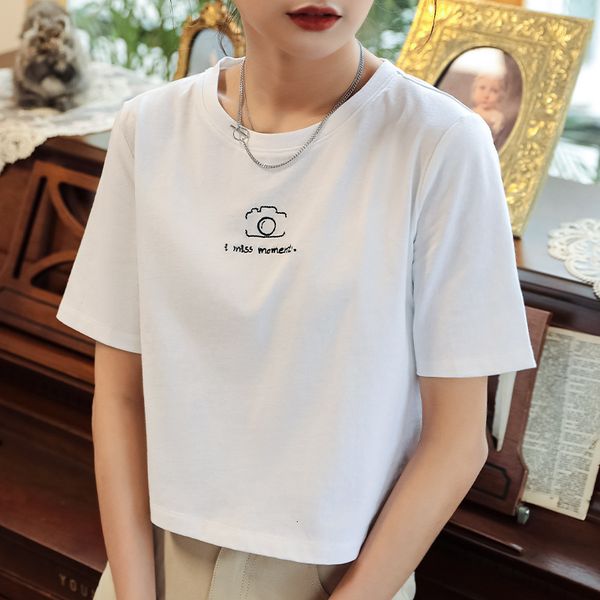 

T-shirt White short sleeve women's fashion T-shirt 2021 summer new Korean loose cotton jacket