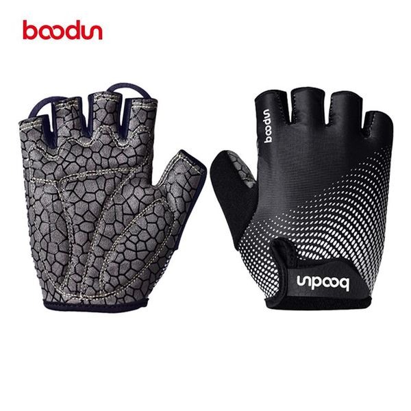 

cycling gloves boodun breathable half finger absorption bike fitness men women non-slip bicycle, Black