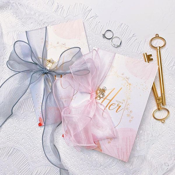 

1pcs watercolor style wedding engagement vows book retro declaration hand card greeting cards