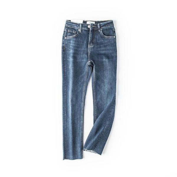 

women's jeans 2021 all-match washing bleached high waist blue buttons female fashion straight ladies denim arrival