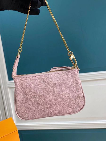 

new gradient embossed chain bag mini pochette accessoires fresh coin purse women depicted wallet empreinte soft grain leather clutch