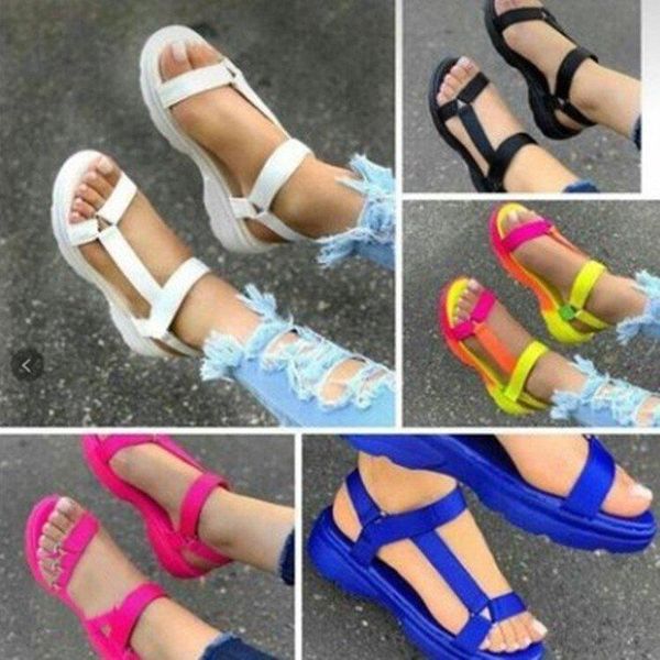 

european and american 2021 female sandals explosion models wild muffins thick bottom large size sports women, Black