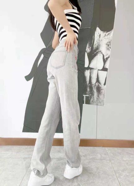 

high waist small jeans women's 2021 slim drop loose straight bottom pants wide leg summer, Black;white