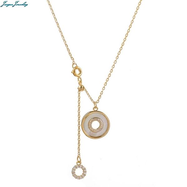 

pendant necklaces luxury shell circle gold color short necklace for woman 2021 korean fashion jewelry wedding girl's choker chain, Silver