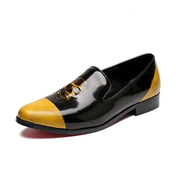 

dress shoes summer fashion men's casual personality bright leather pointed toe classic retro youth, Black