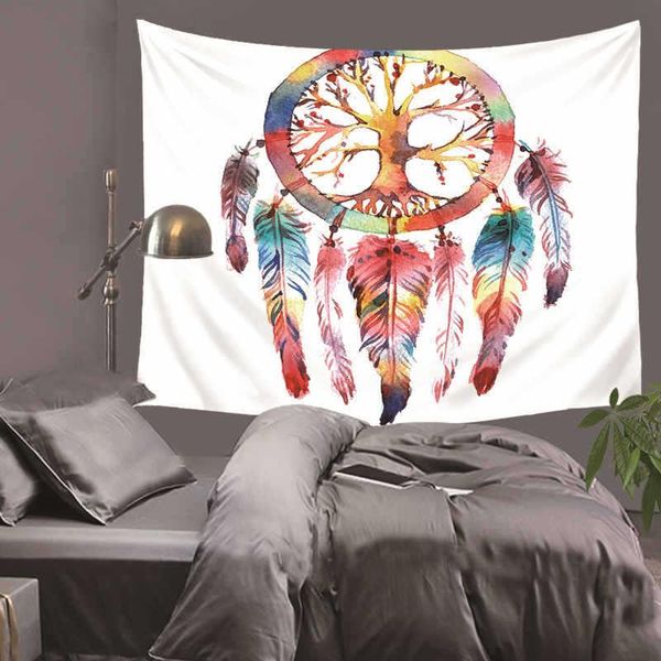 

tapestries colorful dreamcatcher tapestry boho printed wall hanging feathers art carpet bohemian mandala decorative
