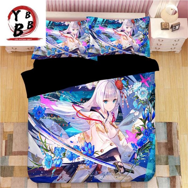 

bedding sets 3d azur lane beautiful duvet cover single double  king anime bedclothes 3pcs luxury flowers quilt