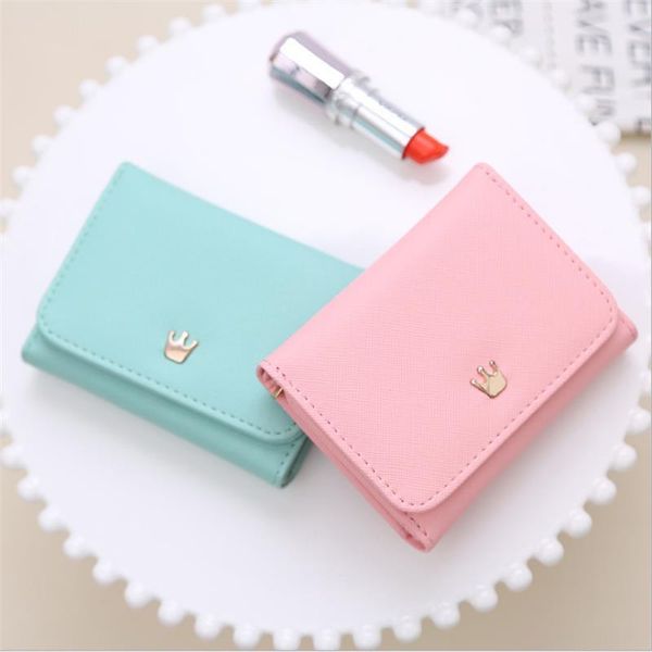 

wallets wallet female crown lady short women mini money purses fold pu leather bags coin purse card holder, Red;black