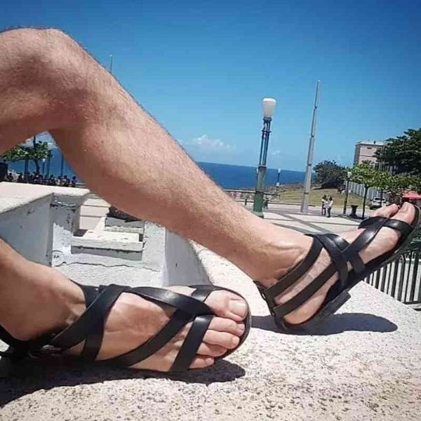 

slippers sapatos baixos versÃ¡teis de moda masculina, calÃ§ados romanos da para praia, sola macia e confortÃ¡vel, sandÃ¡lias planas antiderrapan, Black